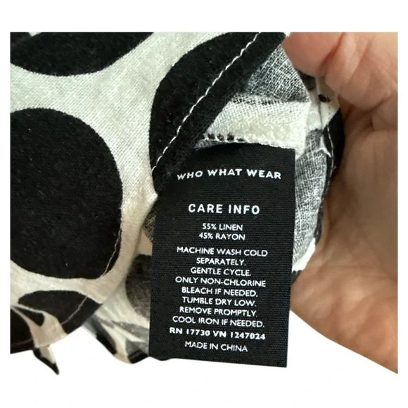 Who What Wear Polka Dot Flutter Sleeve Linen Blend Shirt Top XS - Picture 6 of 6